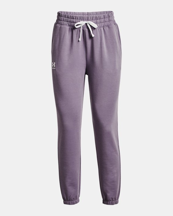 Pantalones de entrenamiento UA Rival Terry para Mujer, Purple, pdpMainDesktop image number 4